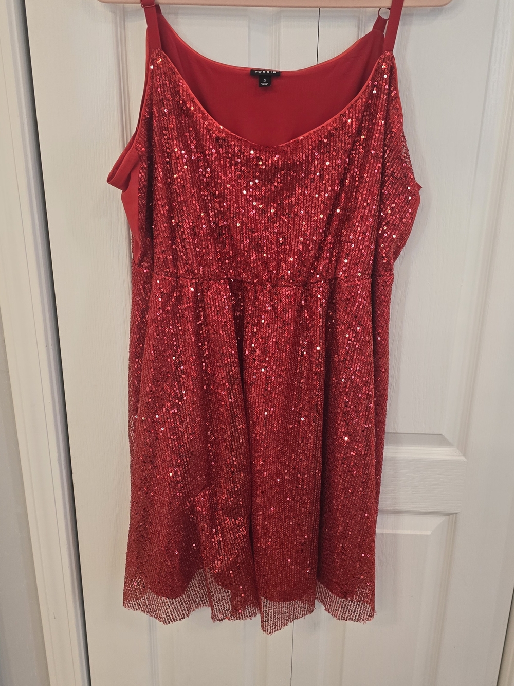 torrid Red Sequin Midi Dress with Spaghetti Straps